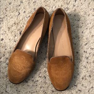 Brown suede crest loafers